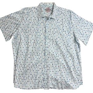 International Laundry Mens 3X Blue Brushstroke Dash Short Sleeve Button Up Shirt